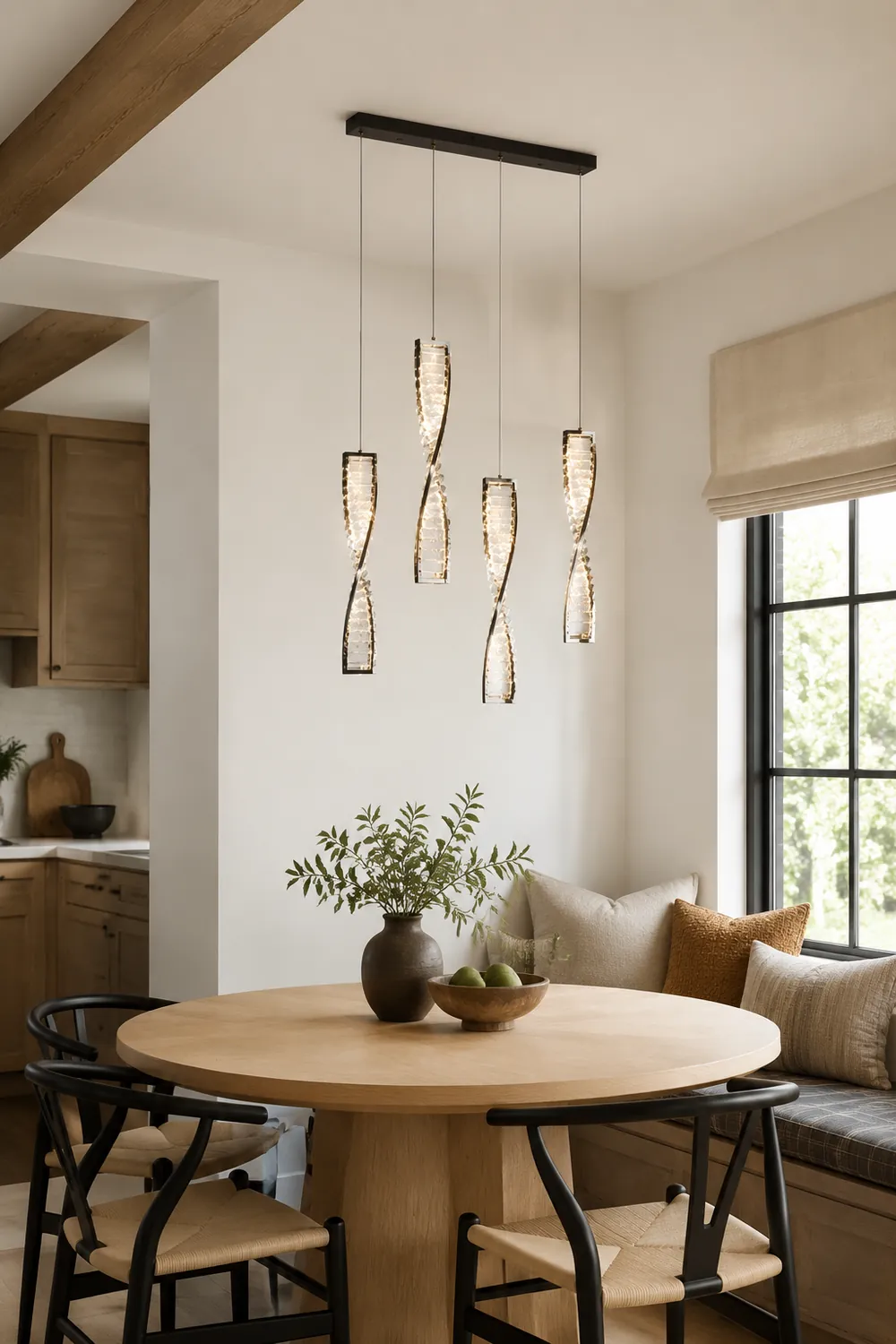 Marilyn Modern Spiral Strip Metal Pendant Light, Black/Gold - Lumpaz