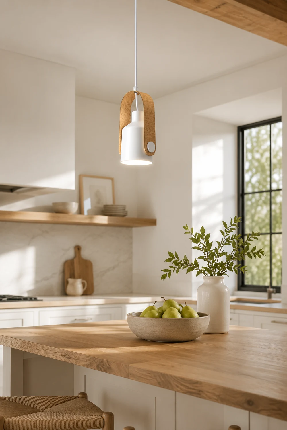 Morandi Modern Metal LED Pendant Light  White Orange Black Bedroom - Lumpaz