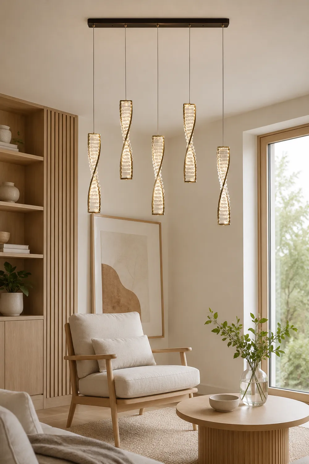 Marilyn Modern Spiral Strip Metal Pendant Light, Black/Gold - Lumpaz