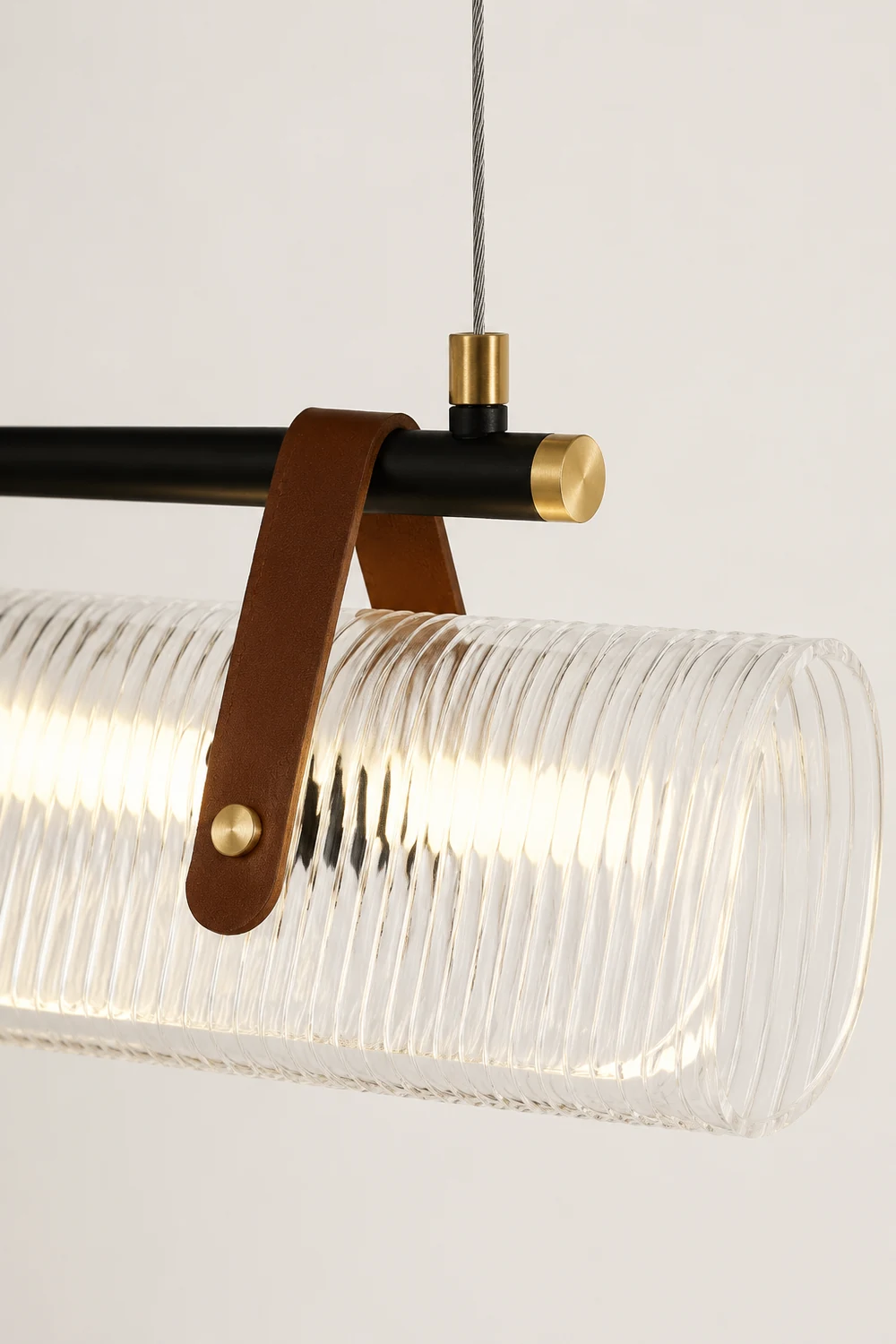 Edge Pendant Light Linear Modern, Acrylic/Metal, Black/Gold, Study - Lumpaz