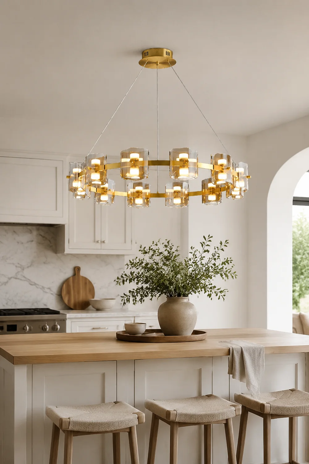 Evette Minimalist Round Metal Pendant Light,Black/Gold - Lumpaz