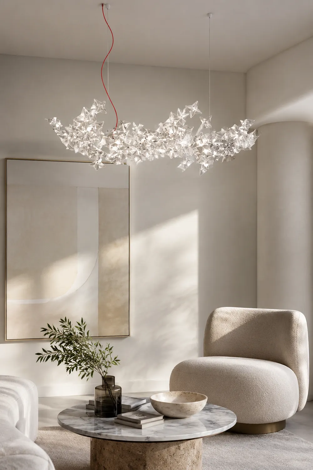 Ophelia Luxury Star Acrylic Pendant Light, Living Room, Silver - Lumpaz