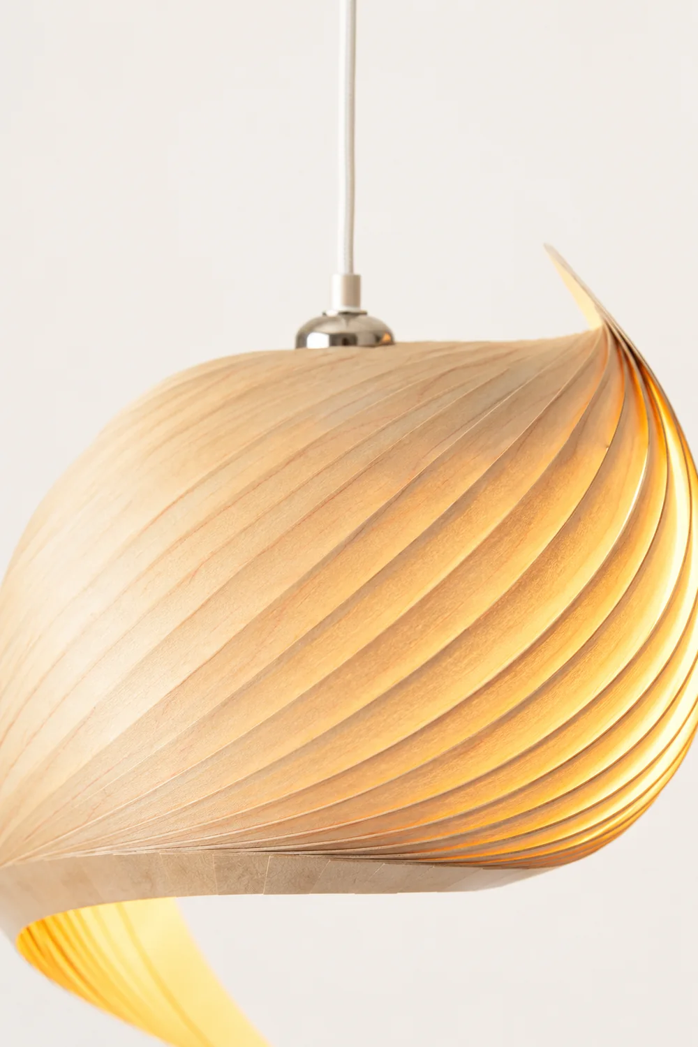 Renée Modern Conch Shell  Metal/Wood Pendant Light, Wooden - Lumpaz