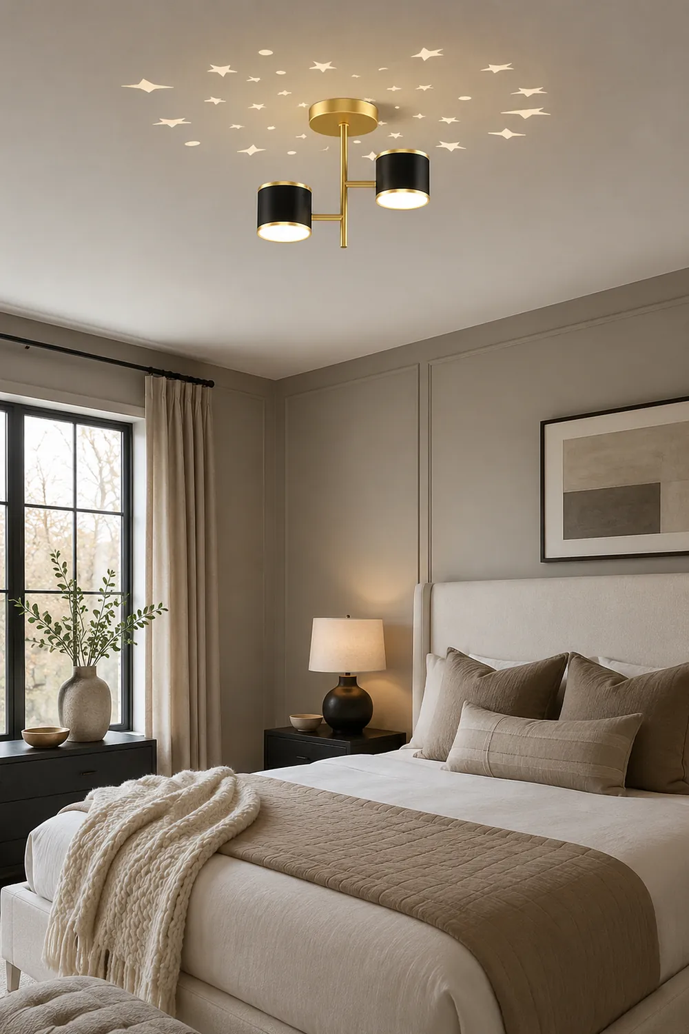 Madina Modern Ceiling Light Starry LED Flush Mount Black/Gold Corridor - Lumpaz