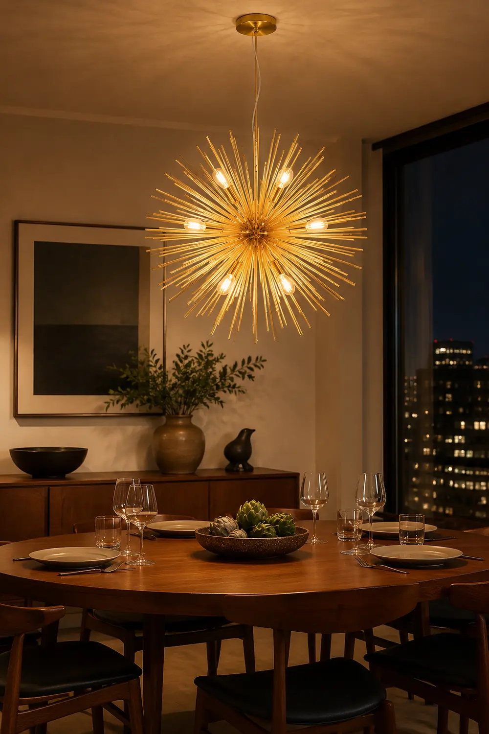Modern Designer Starburst Pendant Light, Gold - Lumpaz