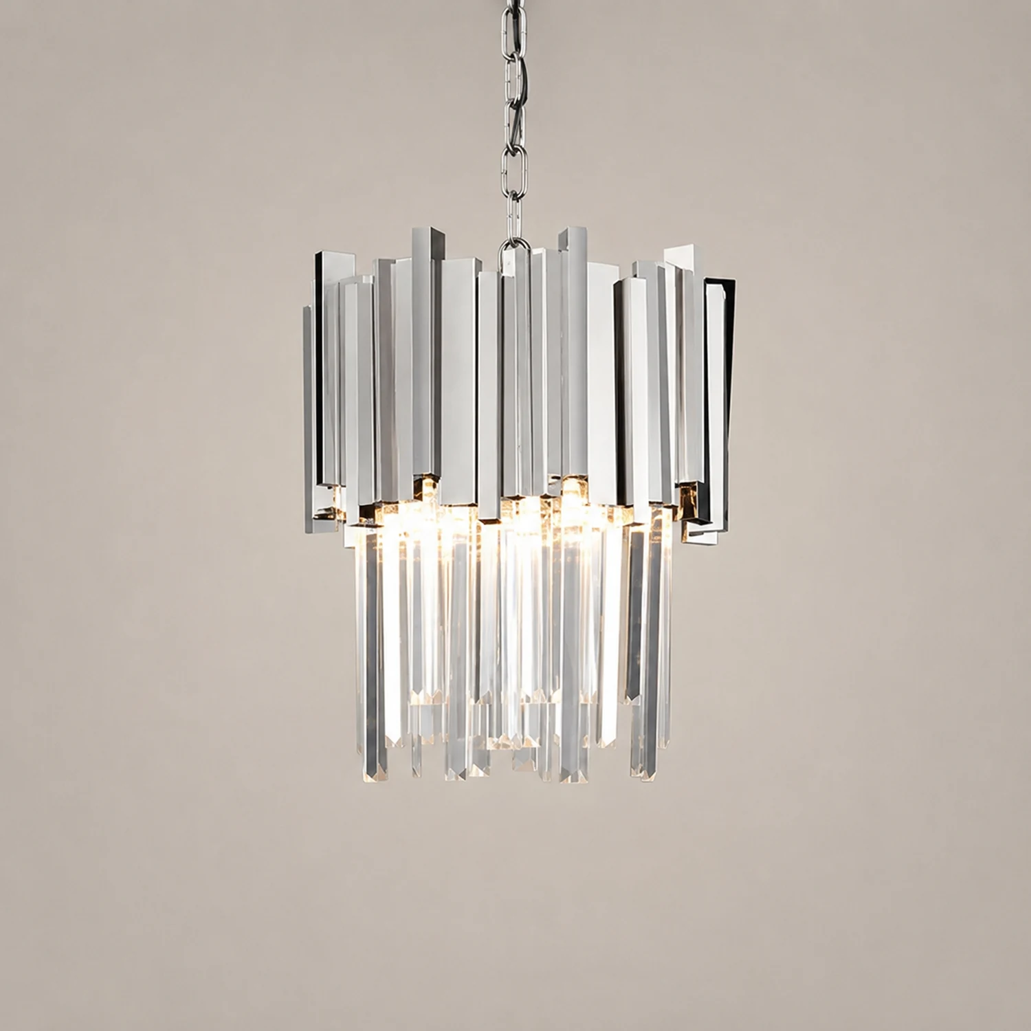 Kristy Modern Crystal Pendant Light, Gold & Chrome Living Room - Lumpaz