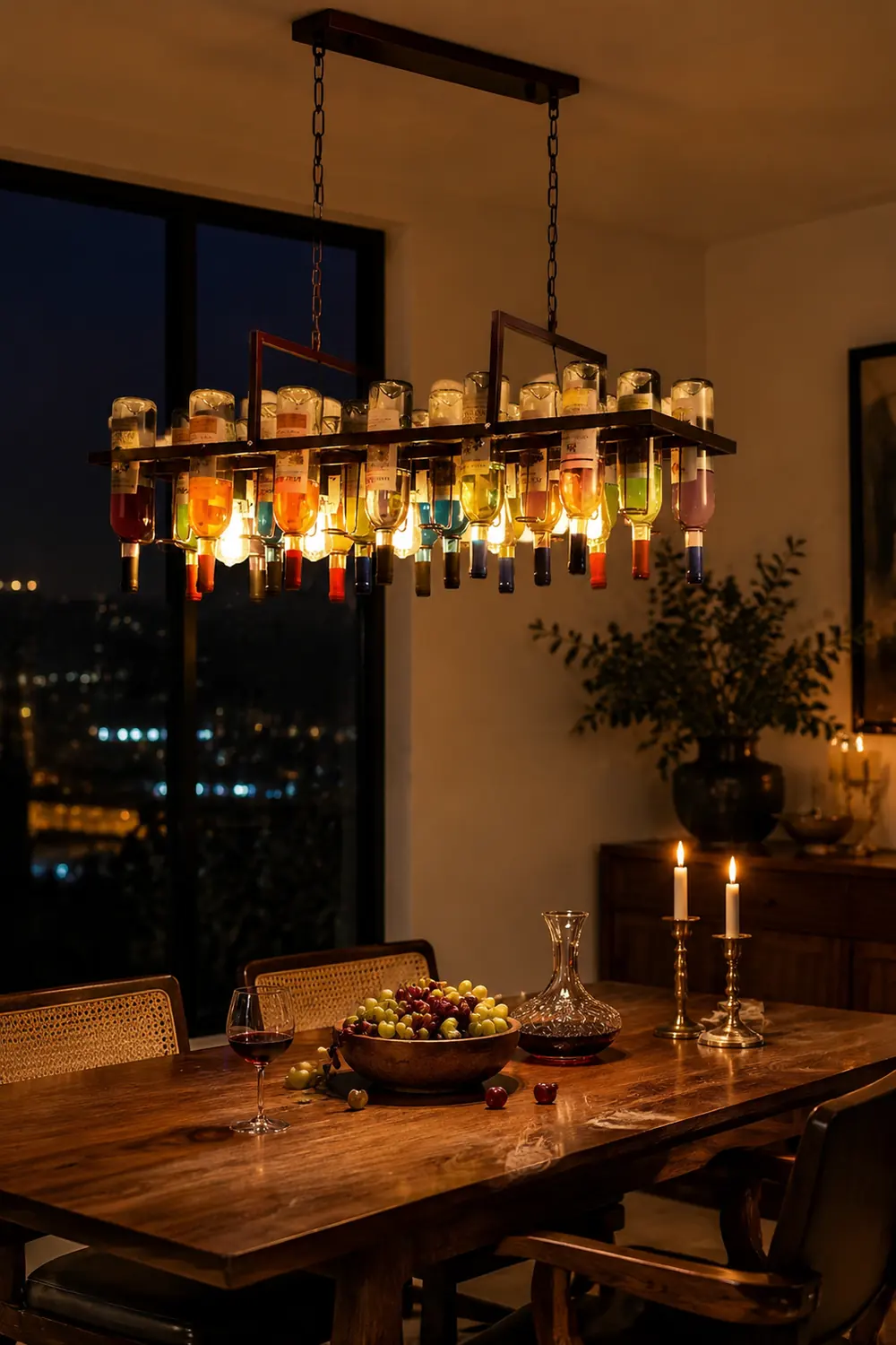 Hailie Art-Deco Wine Bottle Glass Pendant Light, Rust - Lumpaz