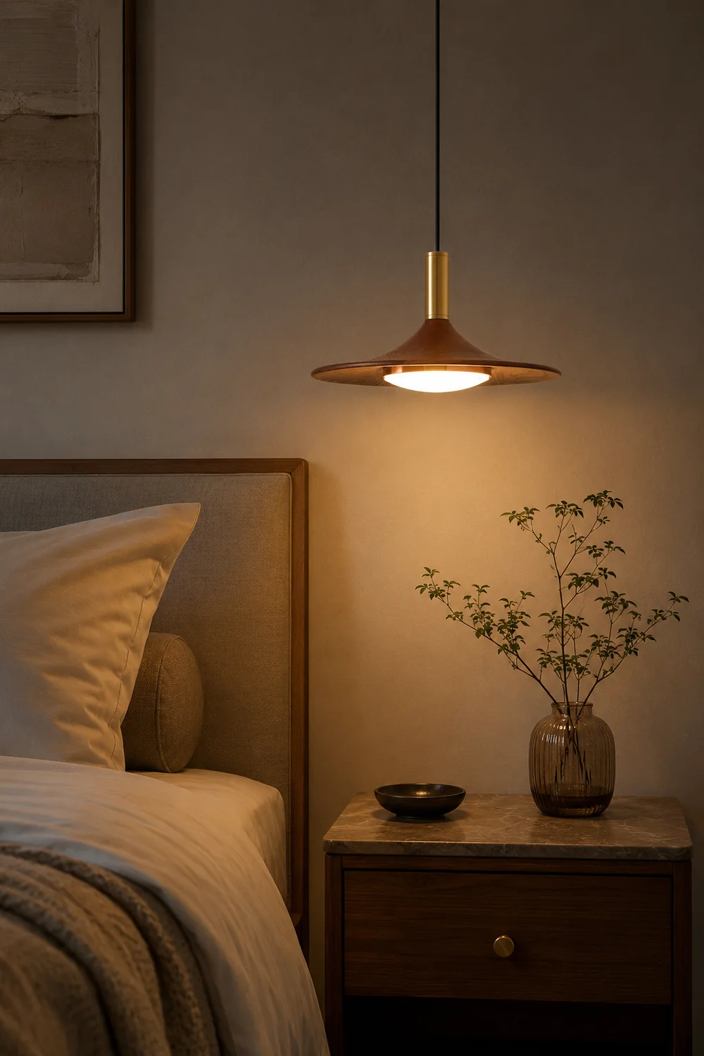 Carins Rustic Cap-shaped Wooden Pendant Light, Natural Wood - Lumpaz