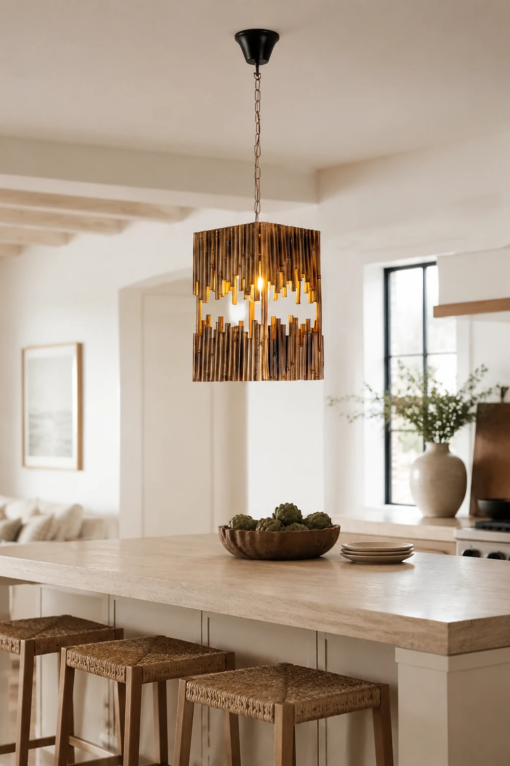 Austin Retro Rectangular Metal/Wood Pendant Light - Lumpaz