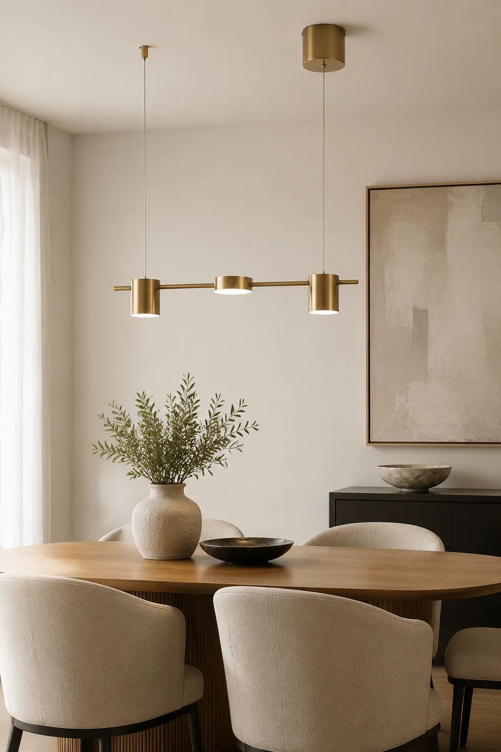 Leigh Metal Simple Linear Pendant Light, Black/Gold, 3/5Heads - Lumpaz