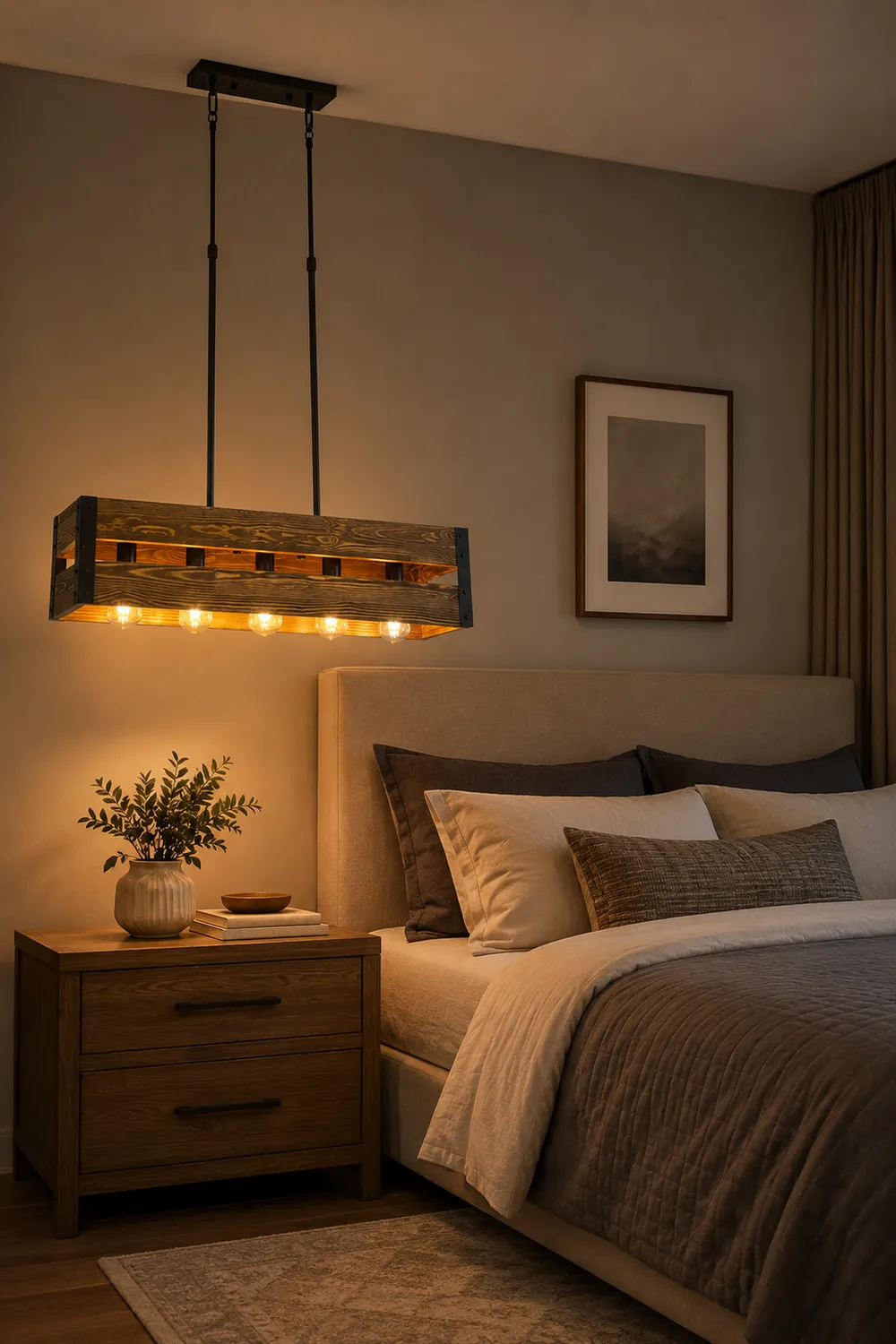Alessio Retro LED Metal/Wood Pendant Light Living Room/Bedroom - Lumpaz