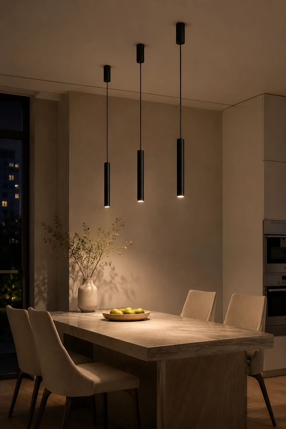 Edge Minimalist Cylinder Black Pendant Light, 9"/11" - Lumpaz