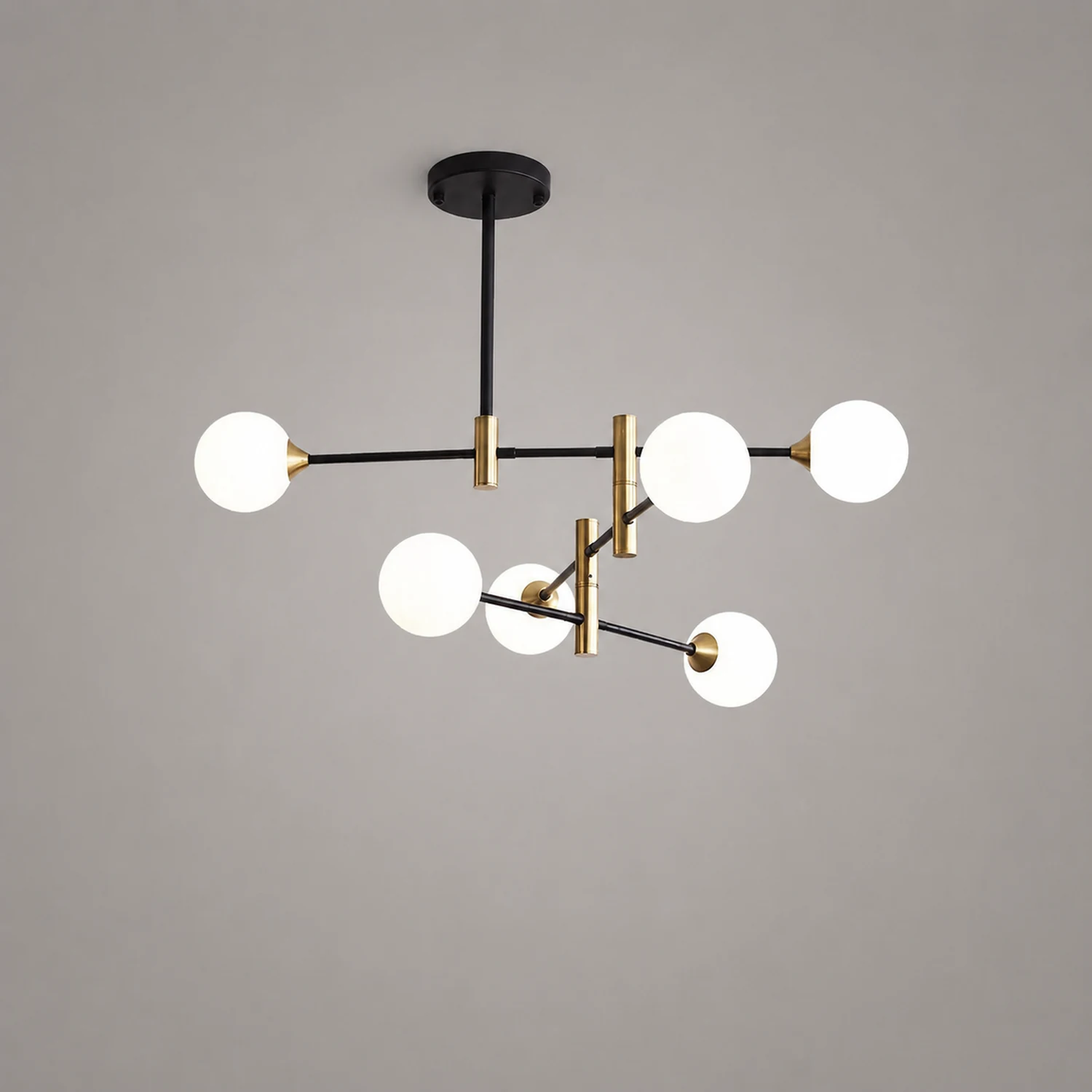 Valentina Nordic Spherical Bubble Metal/Glass Chandelier, Black/Gold - Lumpaz