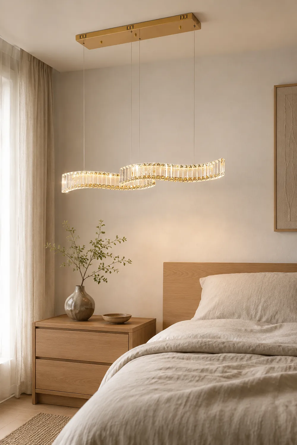 Kristy Luxury Wave Crystal/Metal Pendant Light, Silver/Gold - Lumpaz