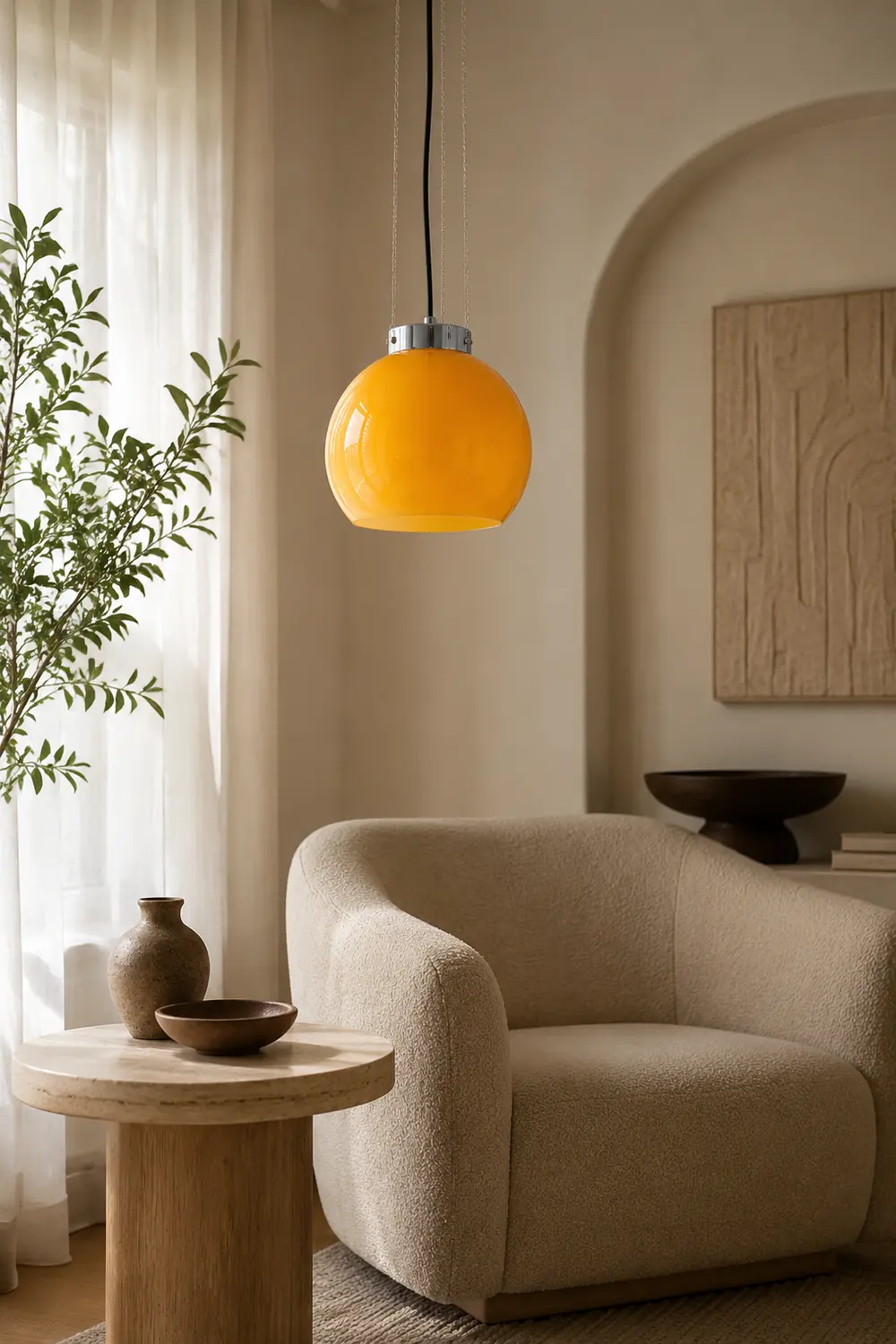 Hailie Yellow Ball Pendant Light, Metal & Glass, 9.8" - Lumpaz