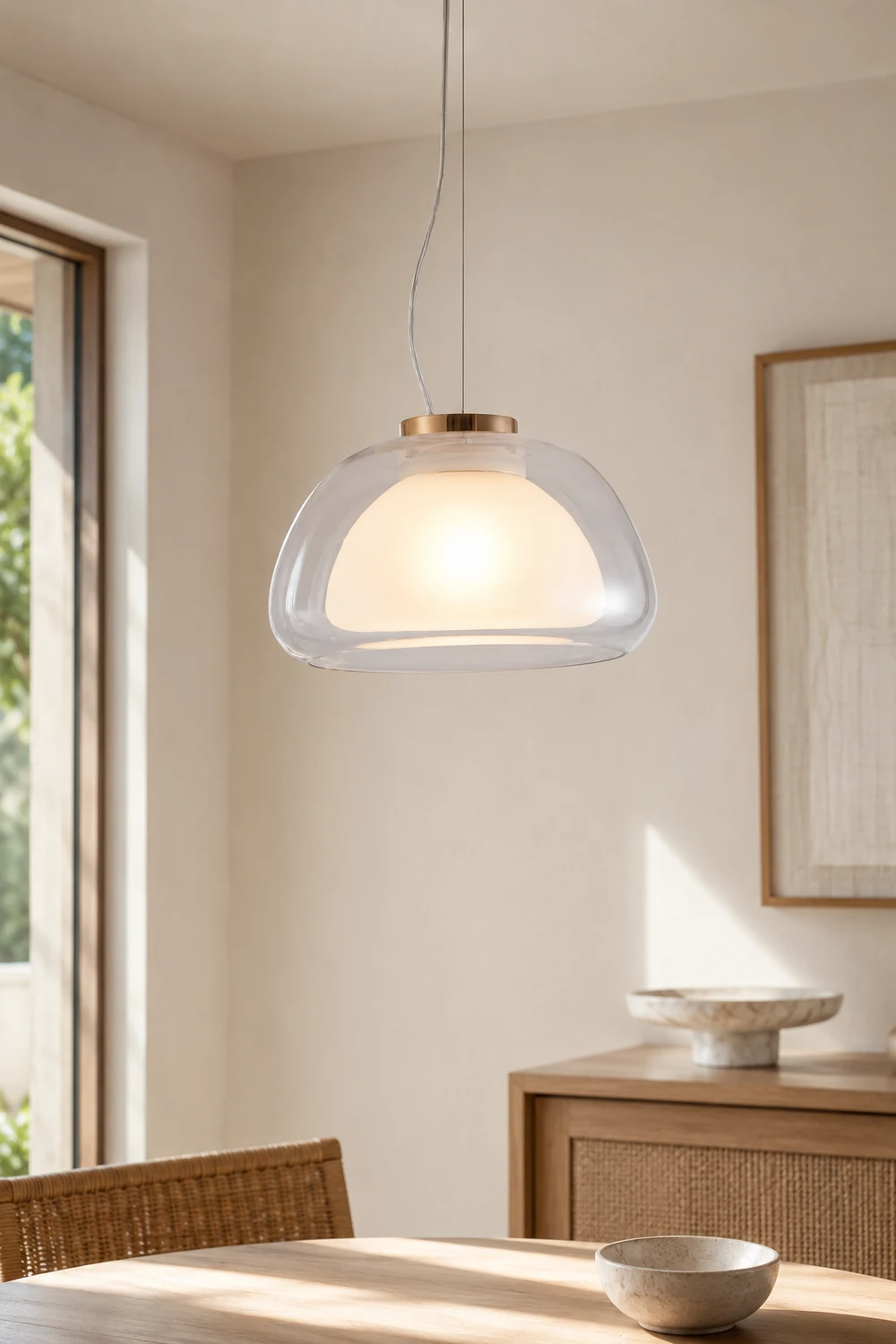 Byers Double Layer White Glass Pendant Light - Lumpaz