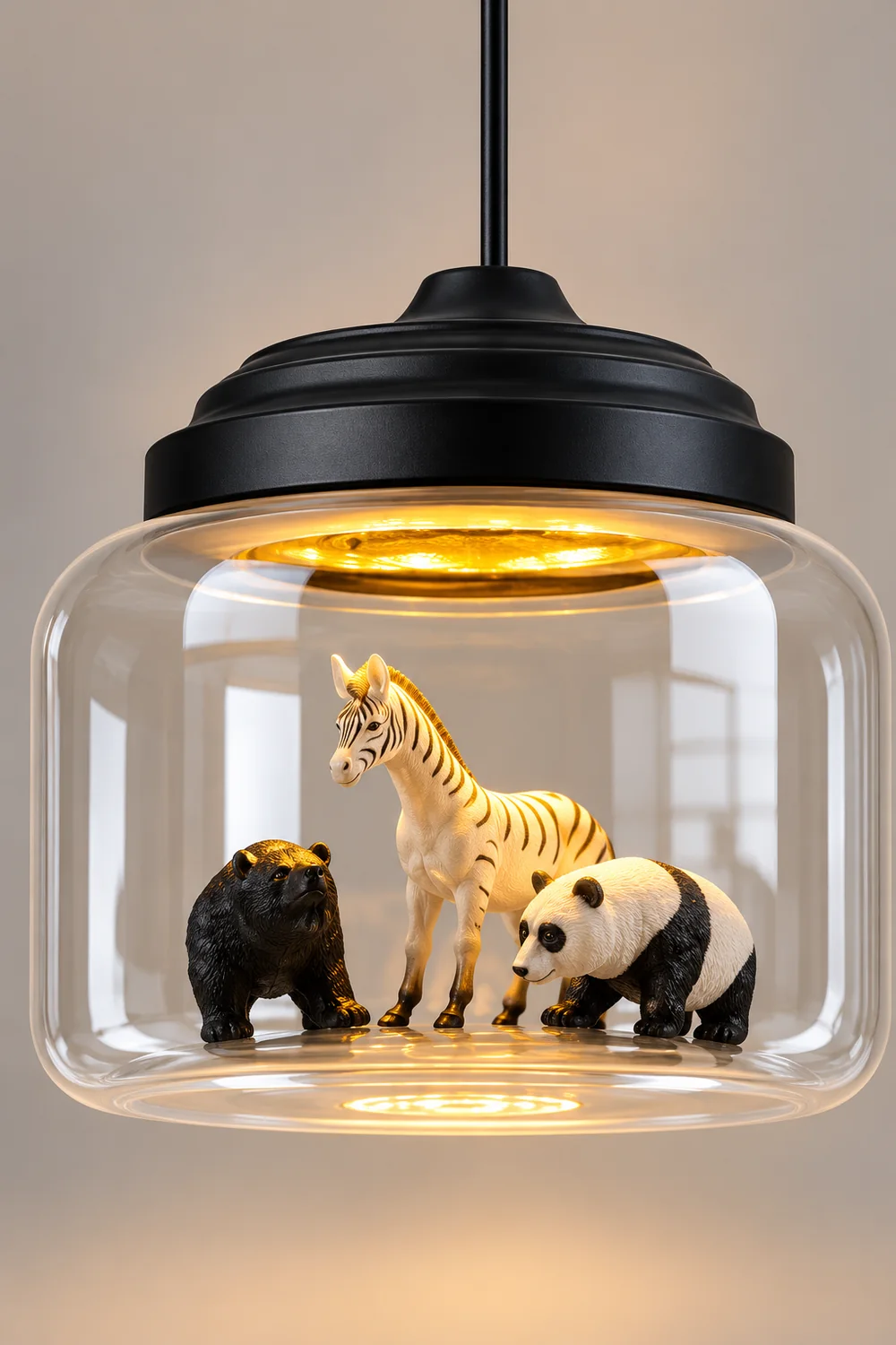 Leilani Modern Animals Art Deco Glass Pendant Light, Black/White - Lumpaz