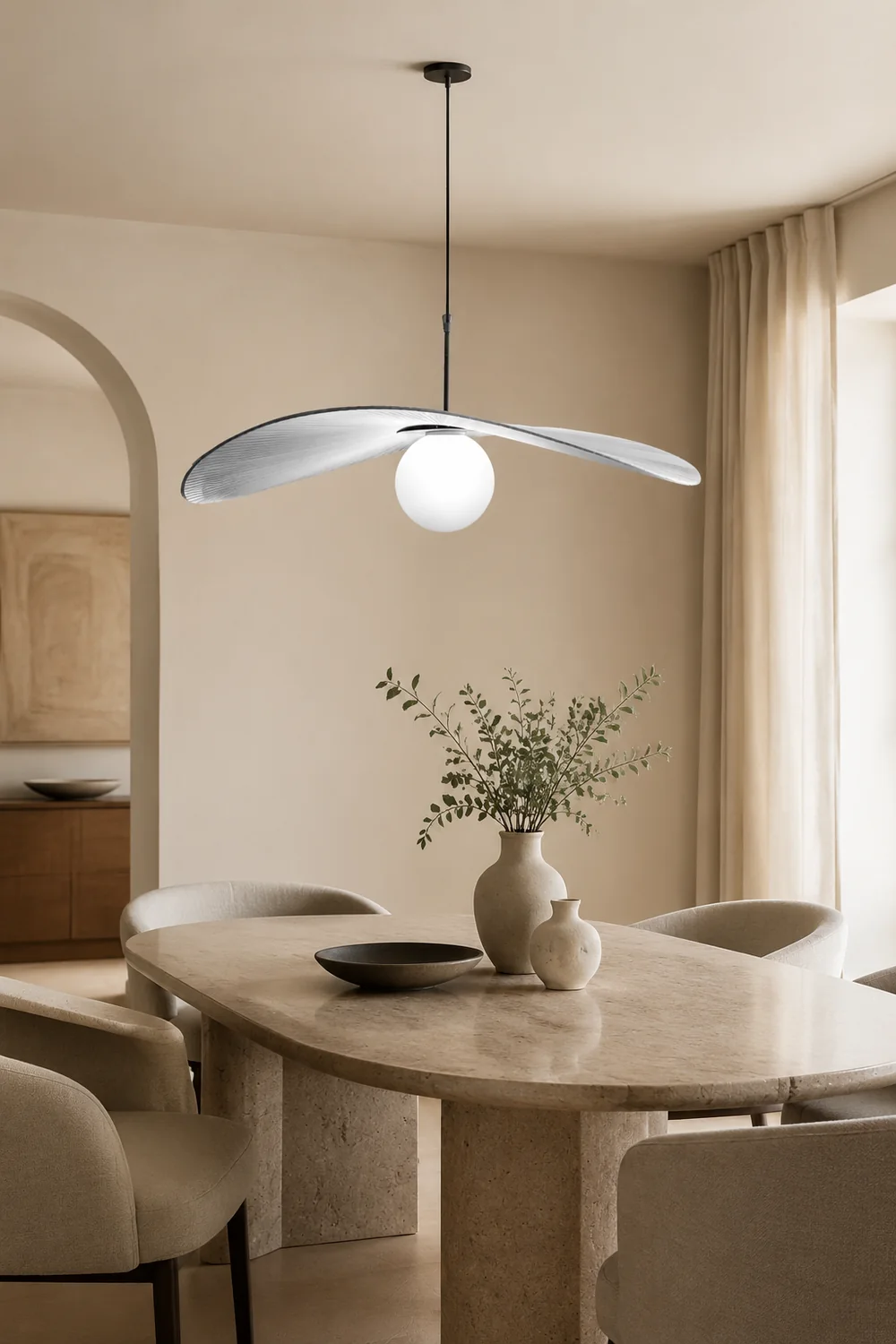 Modern LED Metal/Fabric Pendant Light Blue/White Living Room - Lumpaz