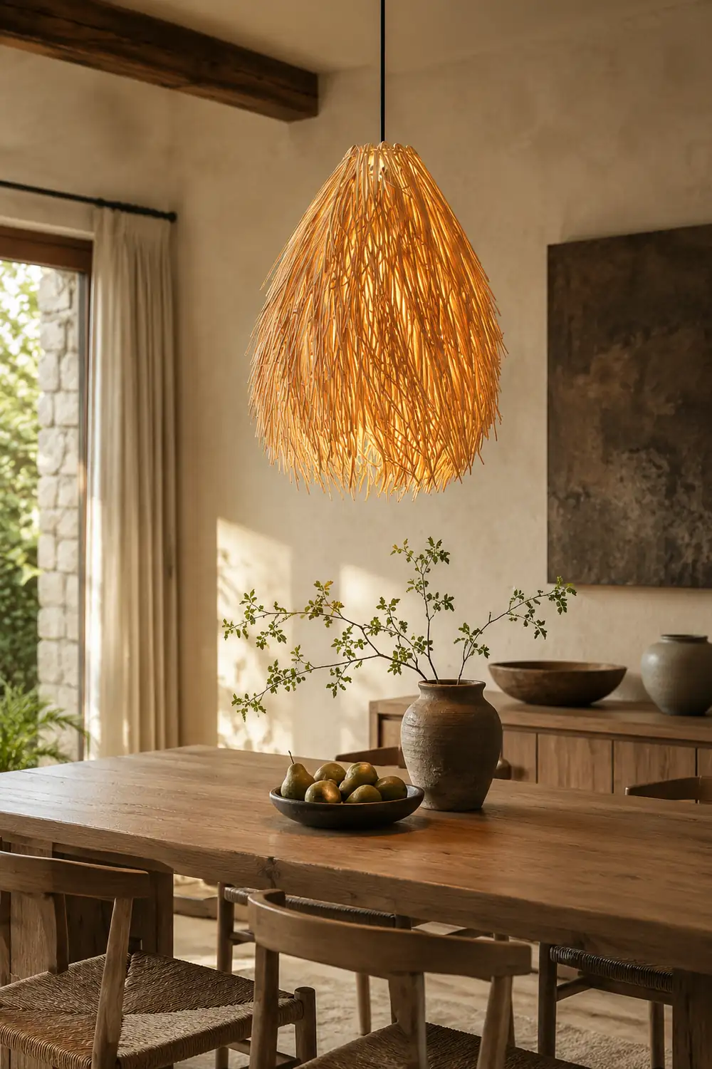 Muto Designer Handmade Weave Pendant Light, Rattan - Lumpaz