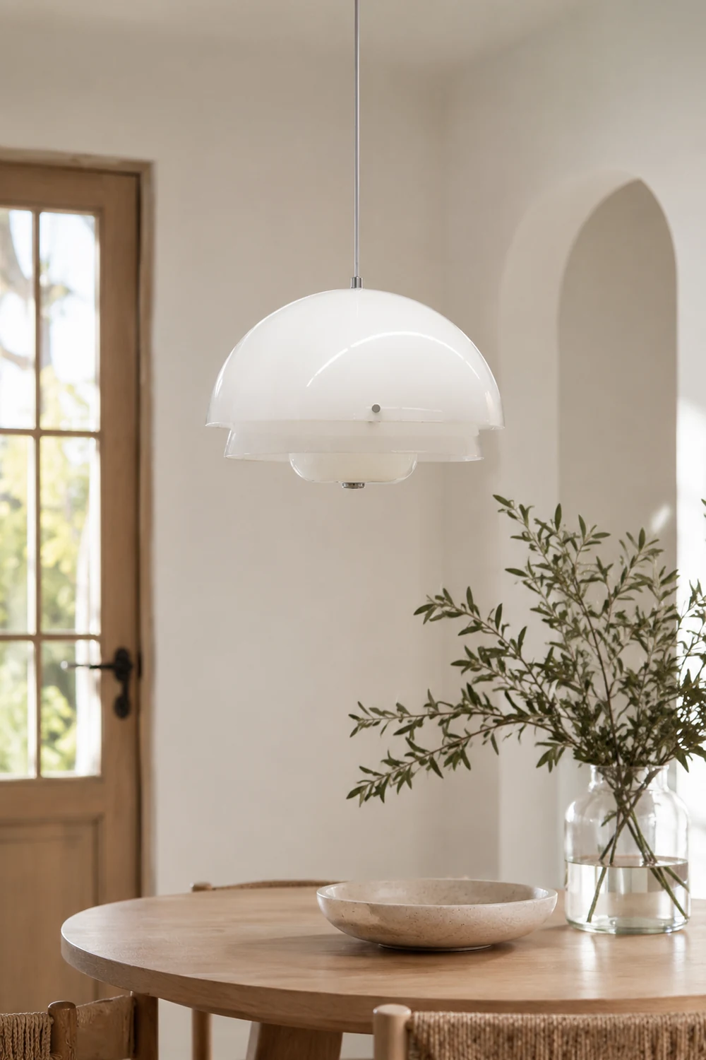 Hailie Dome Shape White Pendant Light - Lumpaz