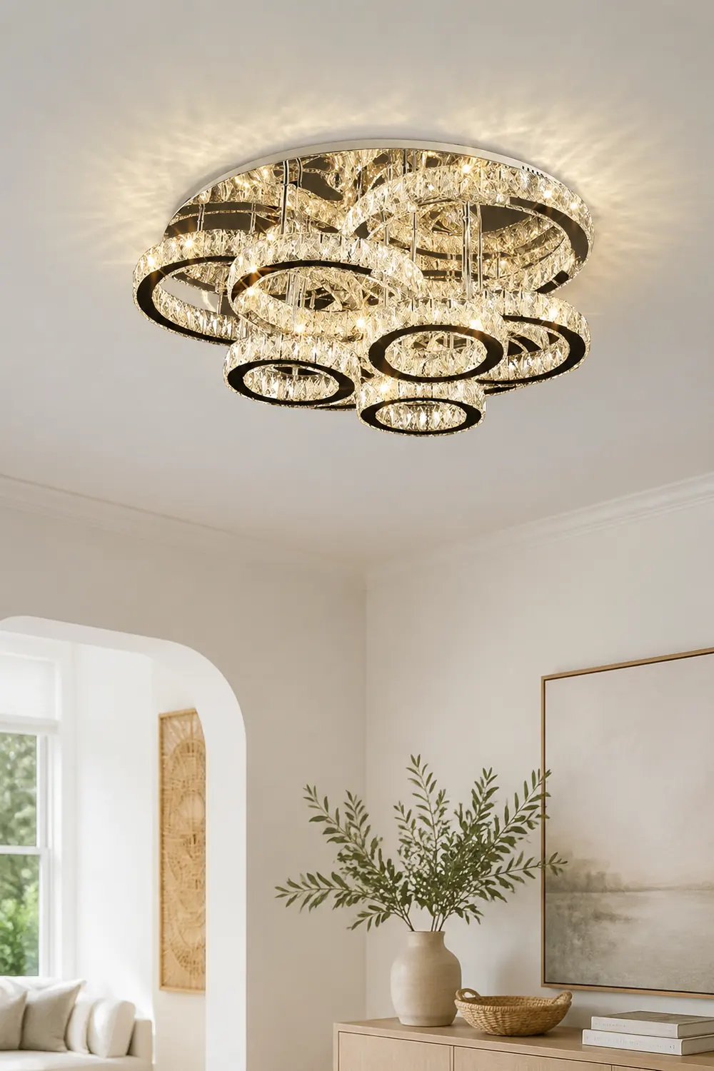 Kristy Modern Multi Ring Metal And Crystal Pendant Light - Lumpaz
