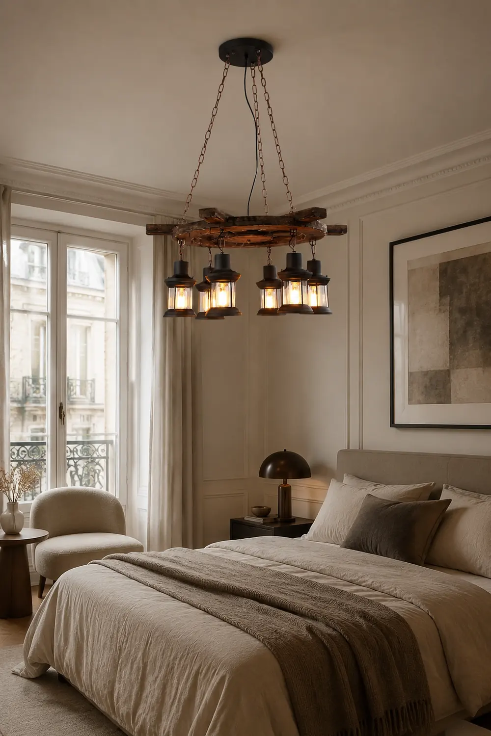 Austin Retro Rudder Metal & Wood Pendant Light, 6 Heads - Lumpaz