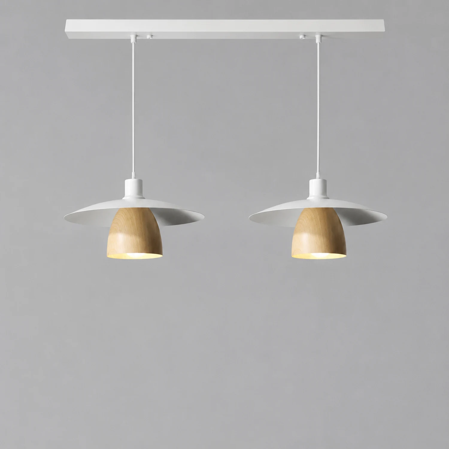 Morandi Modern LED Pendant Light White/Wood Metal Bedroom/Living Room - Lumpaz