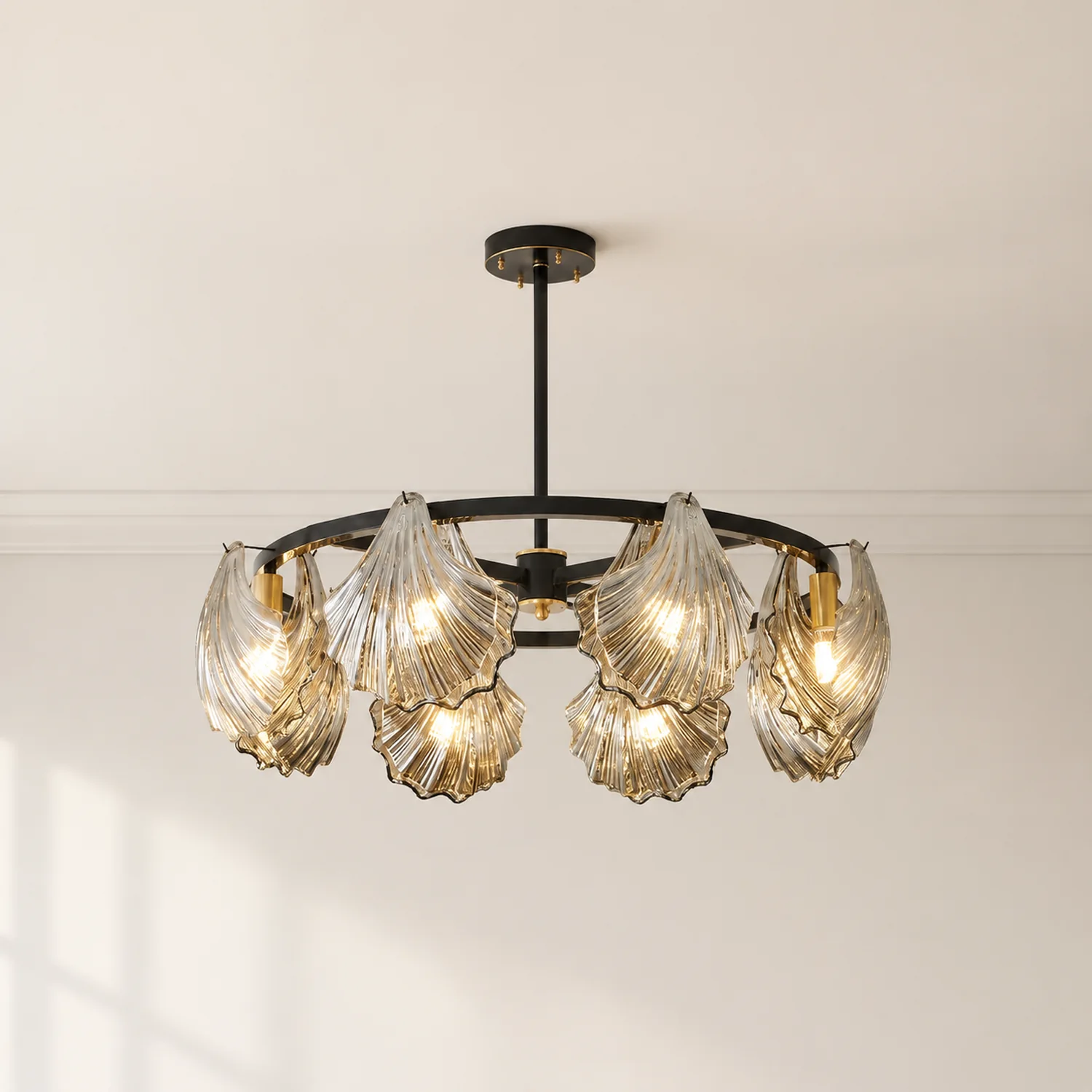 Kirsten Modern Annular Metal And Glass Pendant Light, Black/Gold - Lumpaz