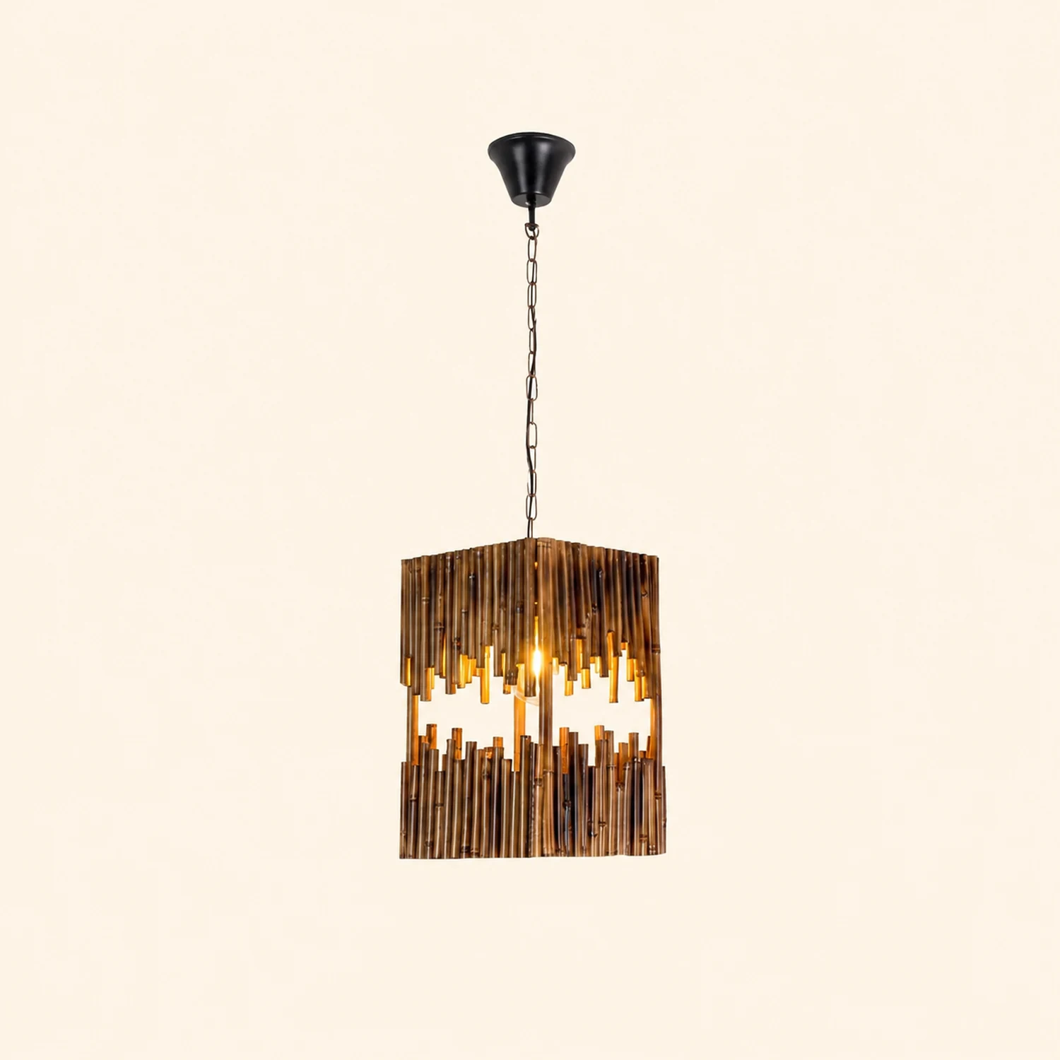 Austin Retro Rectangular Metal/Wood Pendant Light - Lumpaz
