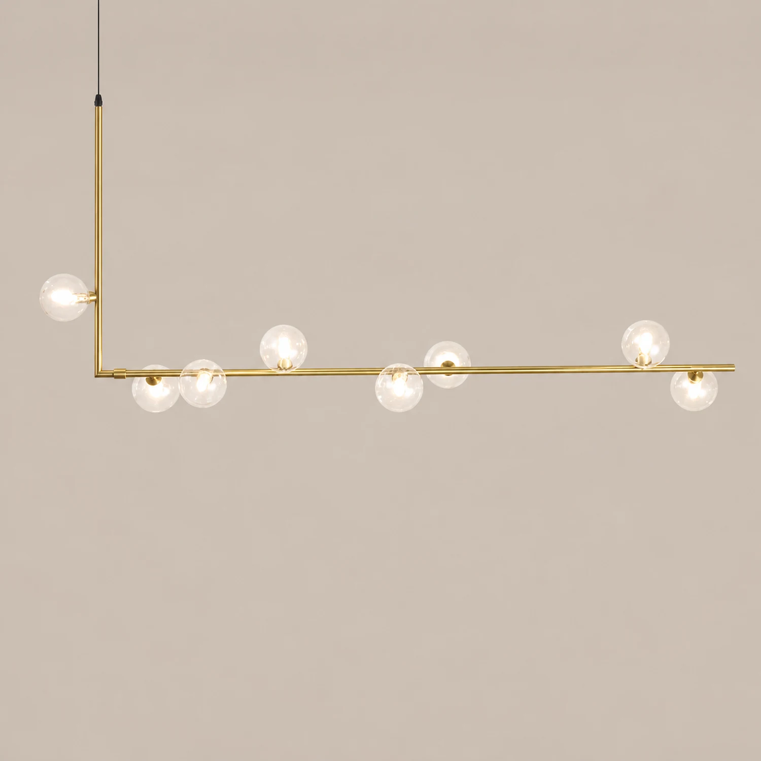 Valentina Minimalist Linear Pendant Light, Black & Gold, 6/8 Heads - Lumpaz