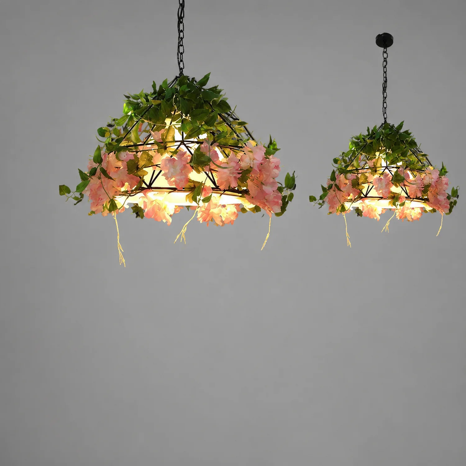 Nest Natural Decorative Flower Metal Pendant Light, Pink - Lumpaz