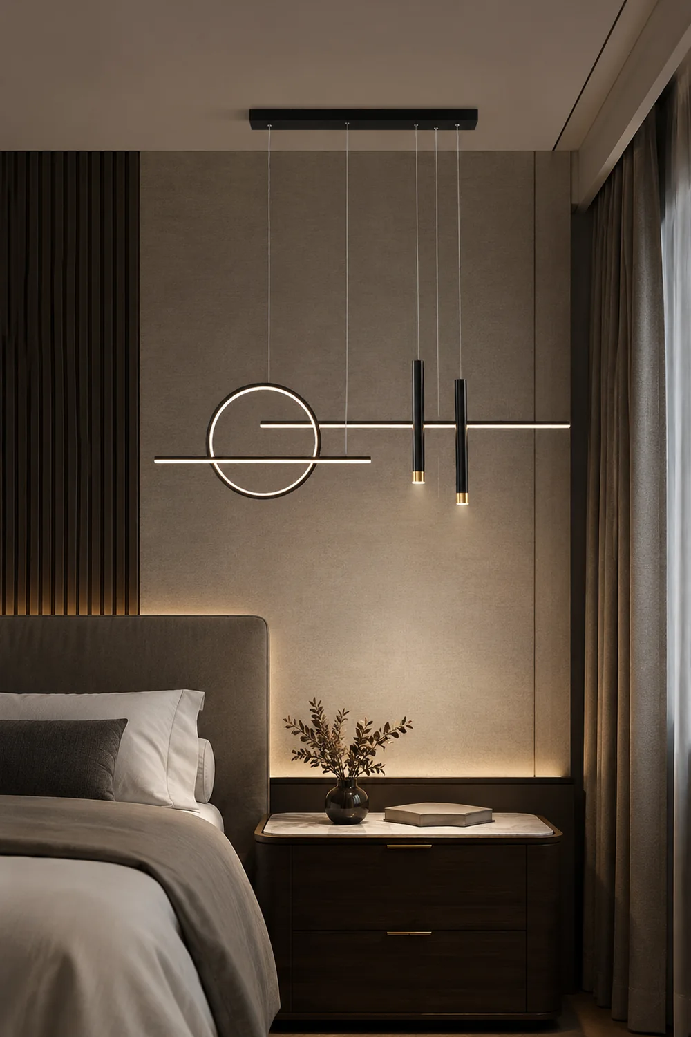 Madina Modern Led Pendant Light, Irregular Ring, Black/Glod - Lumpaz