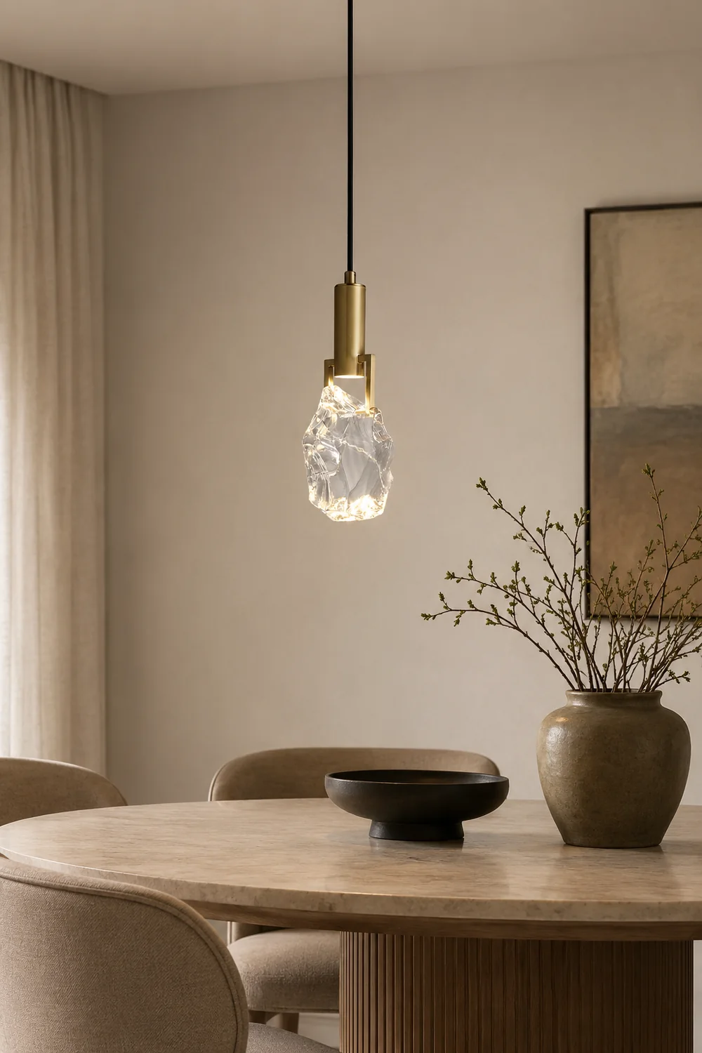 Kristy Modern Drop Crystal Pendant Light, Brass - Lumpaz