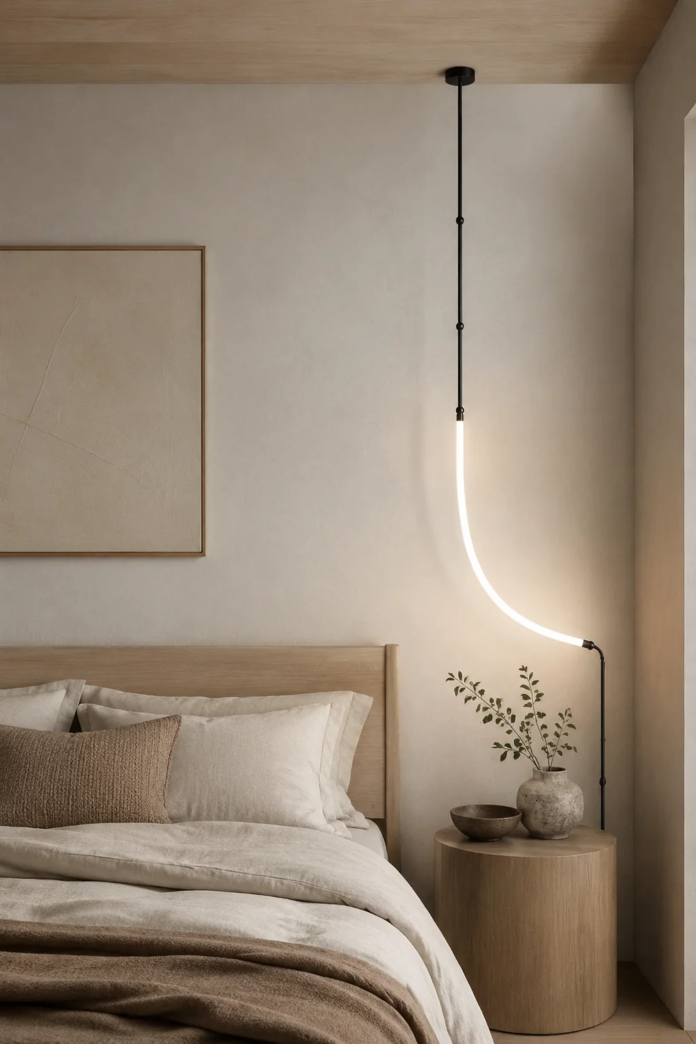 Edge Modern Linear Metal/Silicone Pendant Light, Black - Lumpaz