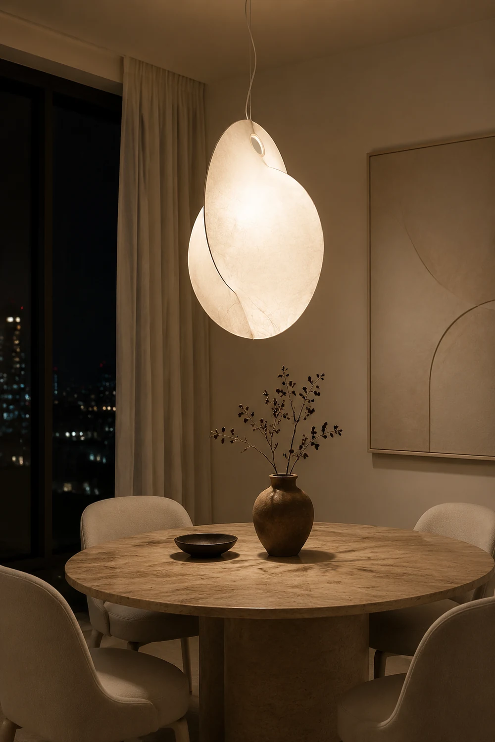 Renée Pendant Light, Fabric, 19.6" - Lumpaz