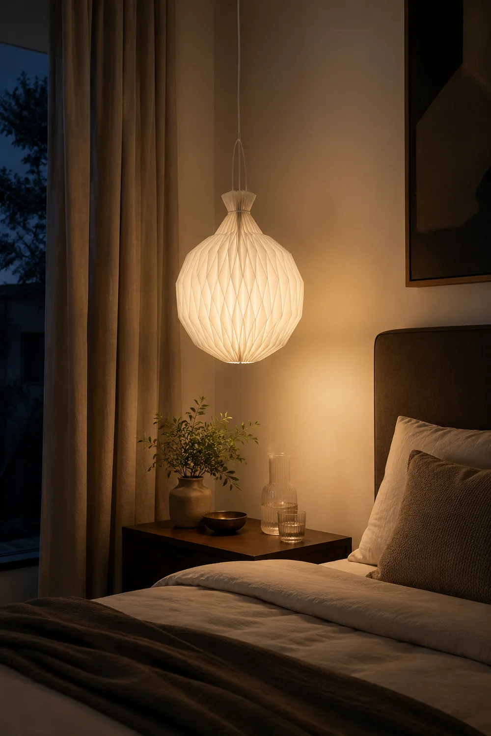Renée Minimalist Paper Globe Pendant Light, White, 2 Size - Lumpaz