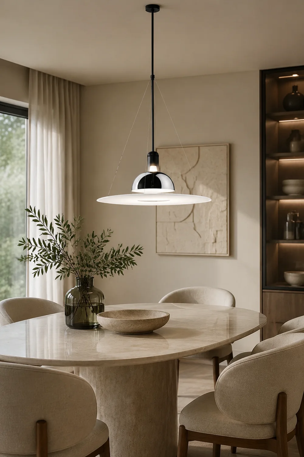 Levi Modern Minimalist Nordic Bell Metal/Acrylic Pendant Light, Chrome/Black - Lumpaz