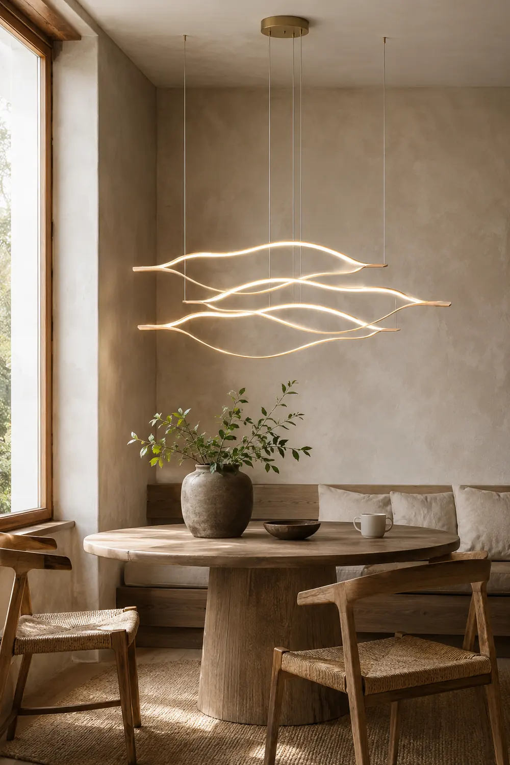 Edge Wave Pendant Light, Gold, 31.5"/39.3"/47.2" - Lumpaz