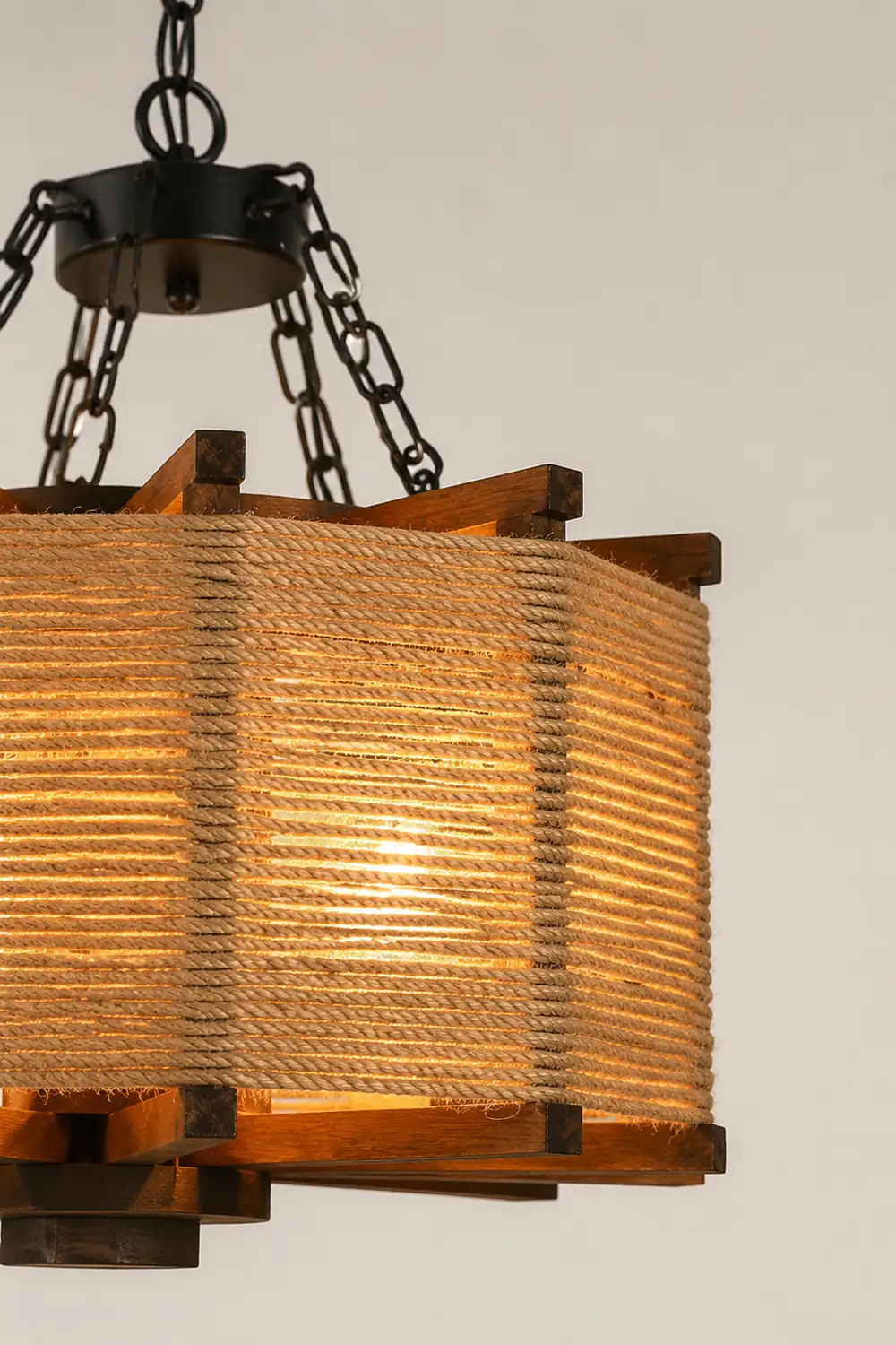 Austin Retro Cylindrical Metal/Wood Pendant Light - Lumpaz