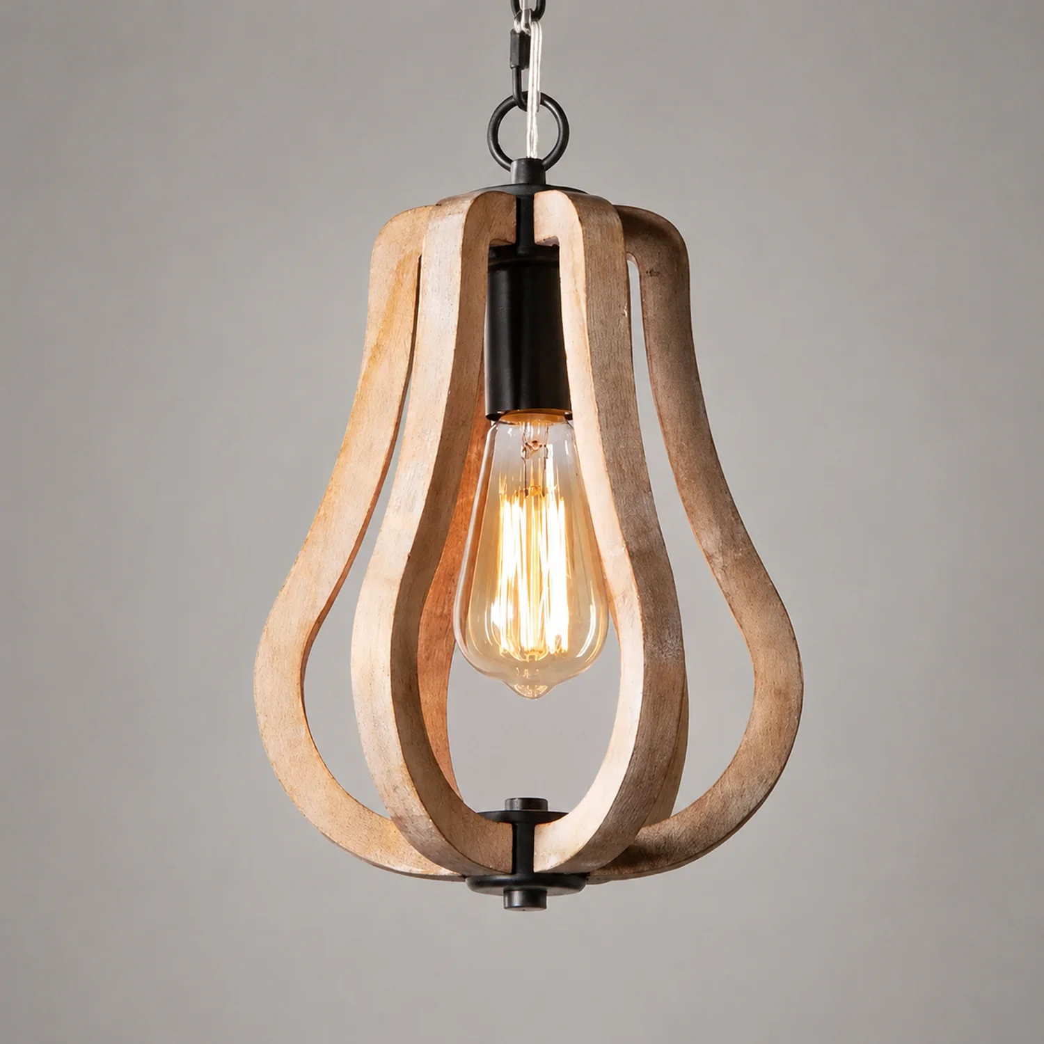 Alessio Orb/Gourd Wood Pendant Light - Lumpaz