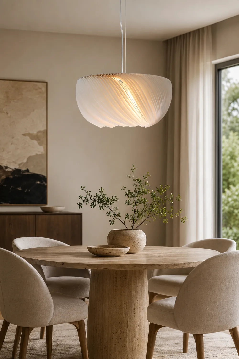Renée Nordic Circle Nature Pendant Light, Living Room/Dining Room - Lumpaz