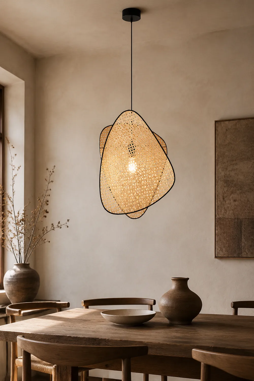 Ritta Wabi Sabi Rattan Pendant Light, Willow weave - Lumpaz