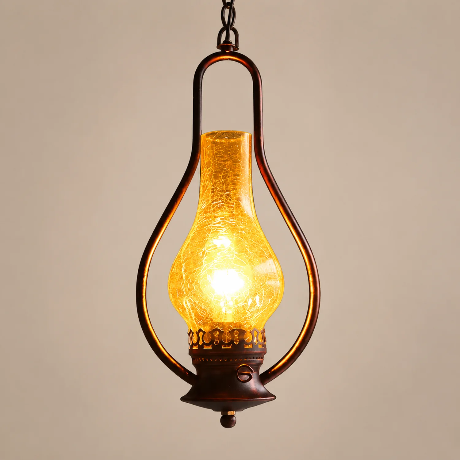Alessio Rustic Vintage Kerosene LED Pendant Light - Lumpaz