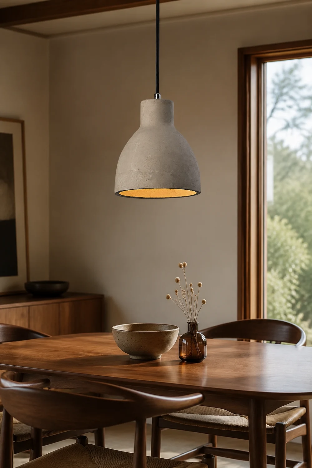Byers Modern Dome Cement Pendant Light Gray Living Room - Lumpaz
