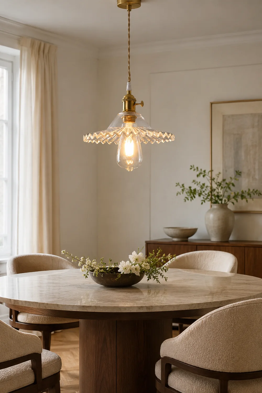 Hailie Art Deco Blown Brass & Glass Pendant Light, 7 Styles - Lumpaz