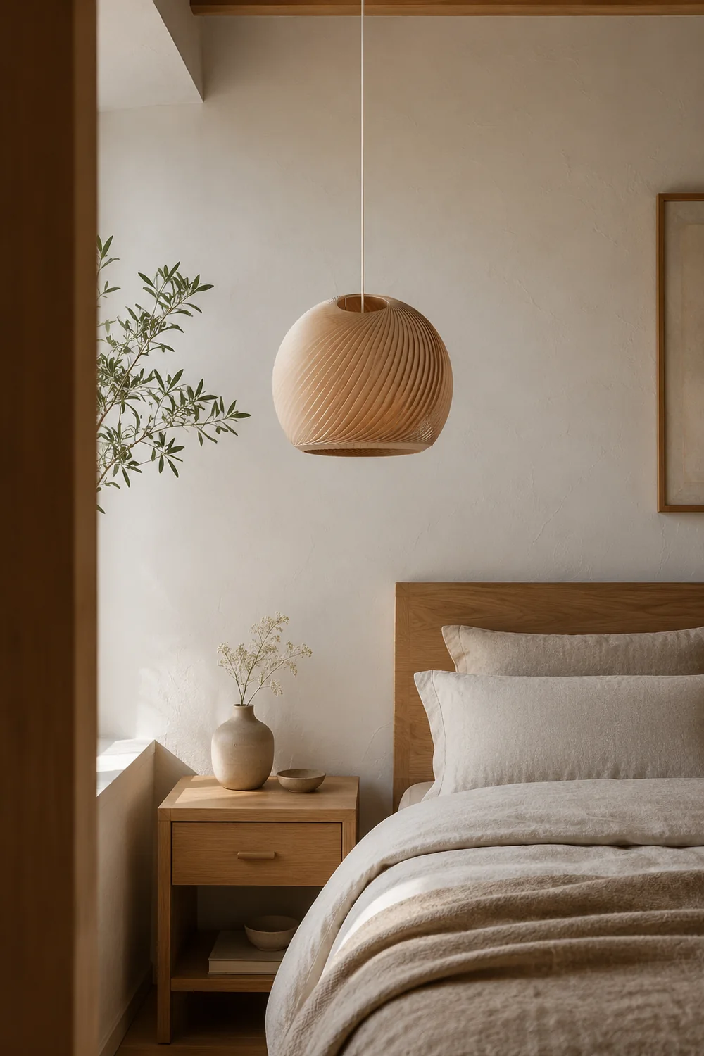 Ozawa Farmhouse Semi Metal Pendant Light, Brown/Wood - Lumpaz