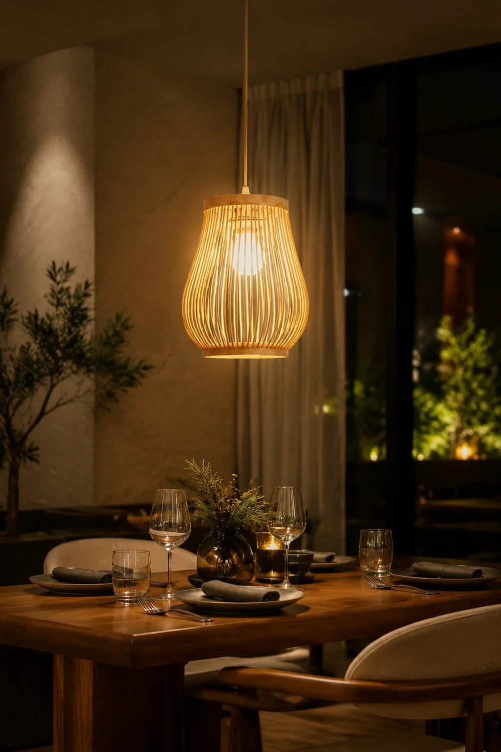 Muto Designer Handmade Weave Bamboo Pendant Light - Lumpaz