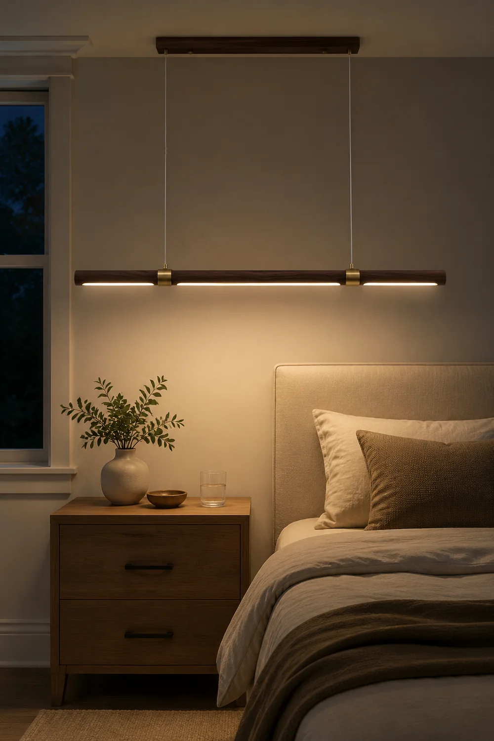 Ozawa Modern Minimalist Pendant Light, Metal Water Transfer Wood - Lumpaz