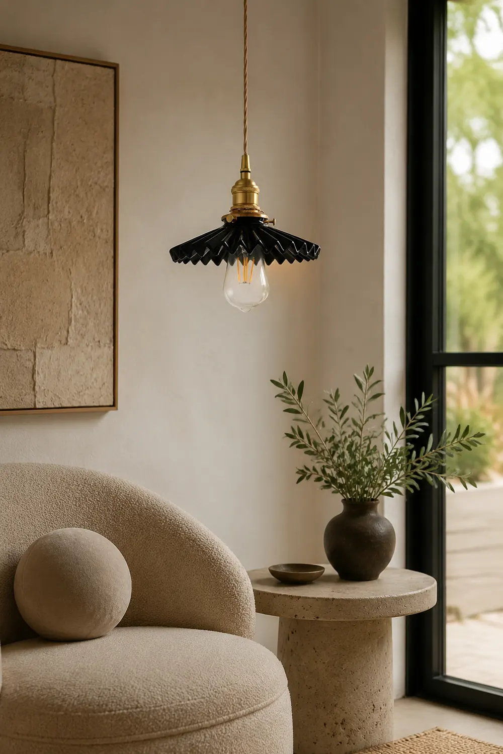 Alessio Industrial Vintage Rustic Metal Pendant Light, Black/White - Lumpaz