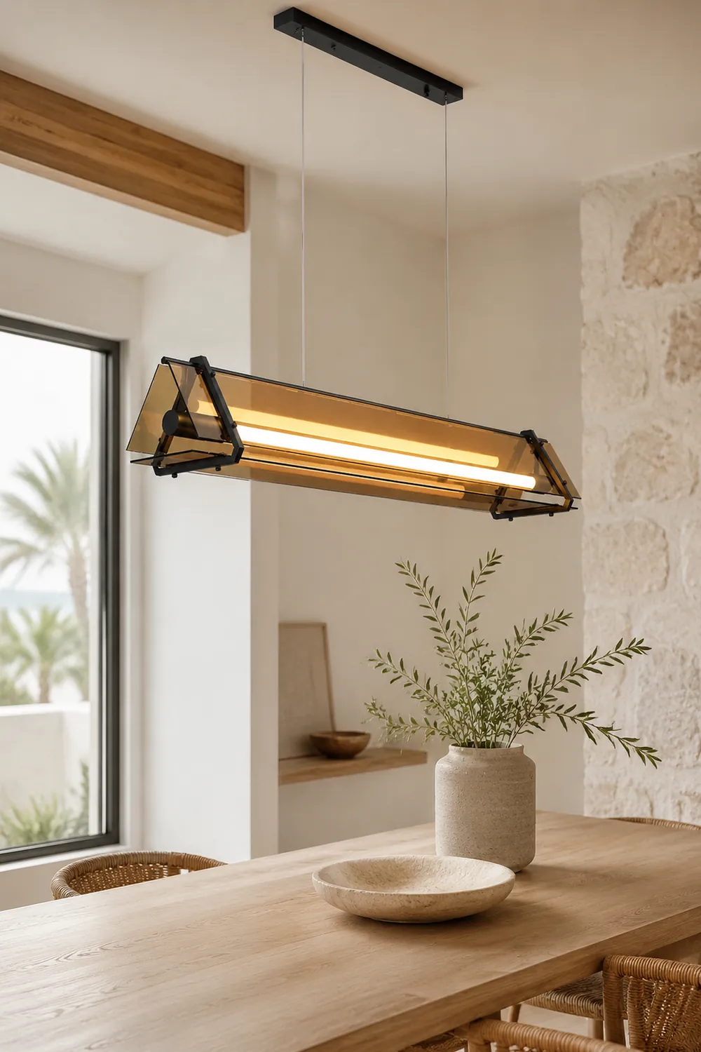 Edge Industrial Triangle Metal/Glass Pendant Light, Gold - Lumpaz